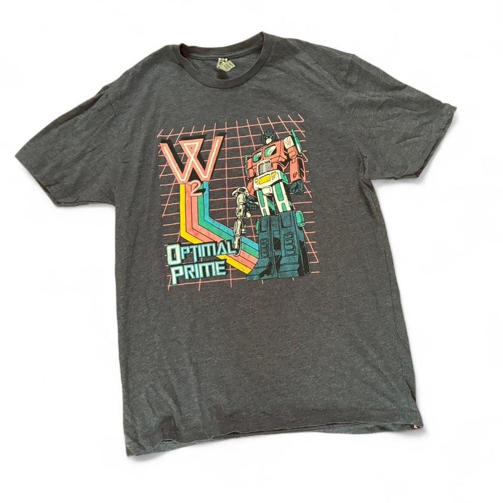 Transformers Optimus Prime Graphic Tee Mens Faded Black Retro 80s Style T-Shirt